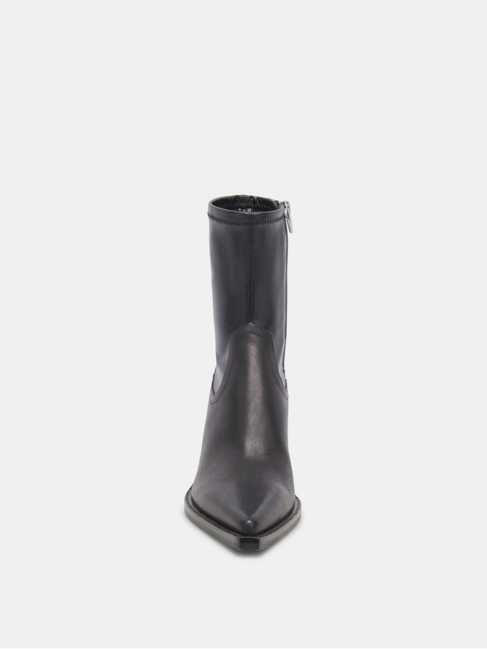 Dolce Vita Black Leather Mid-Calf Block Heel Ankle Boots - Picture 3 of 12